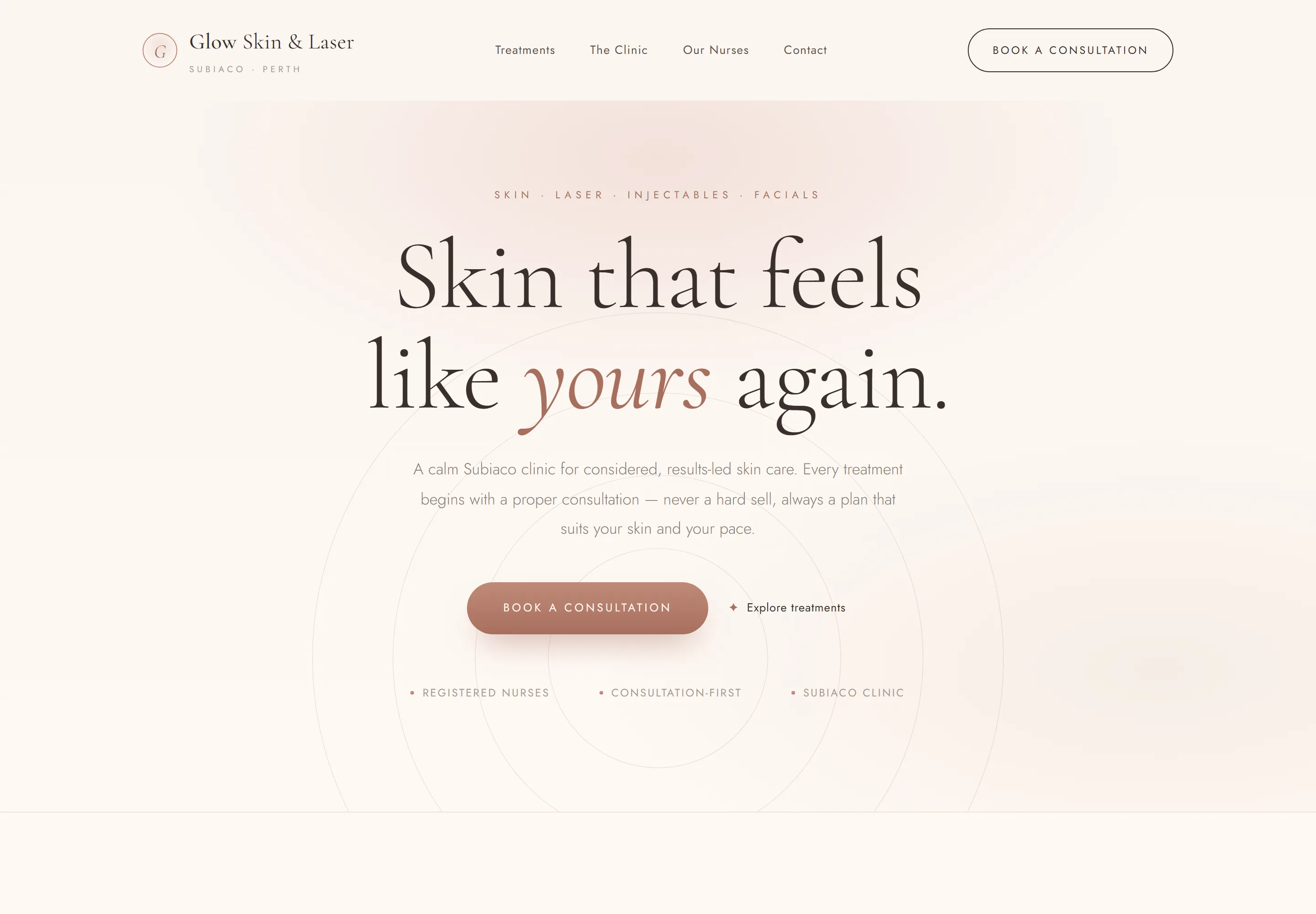 Example website mockup for a Perth skin clinic