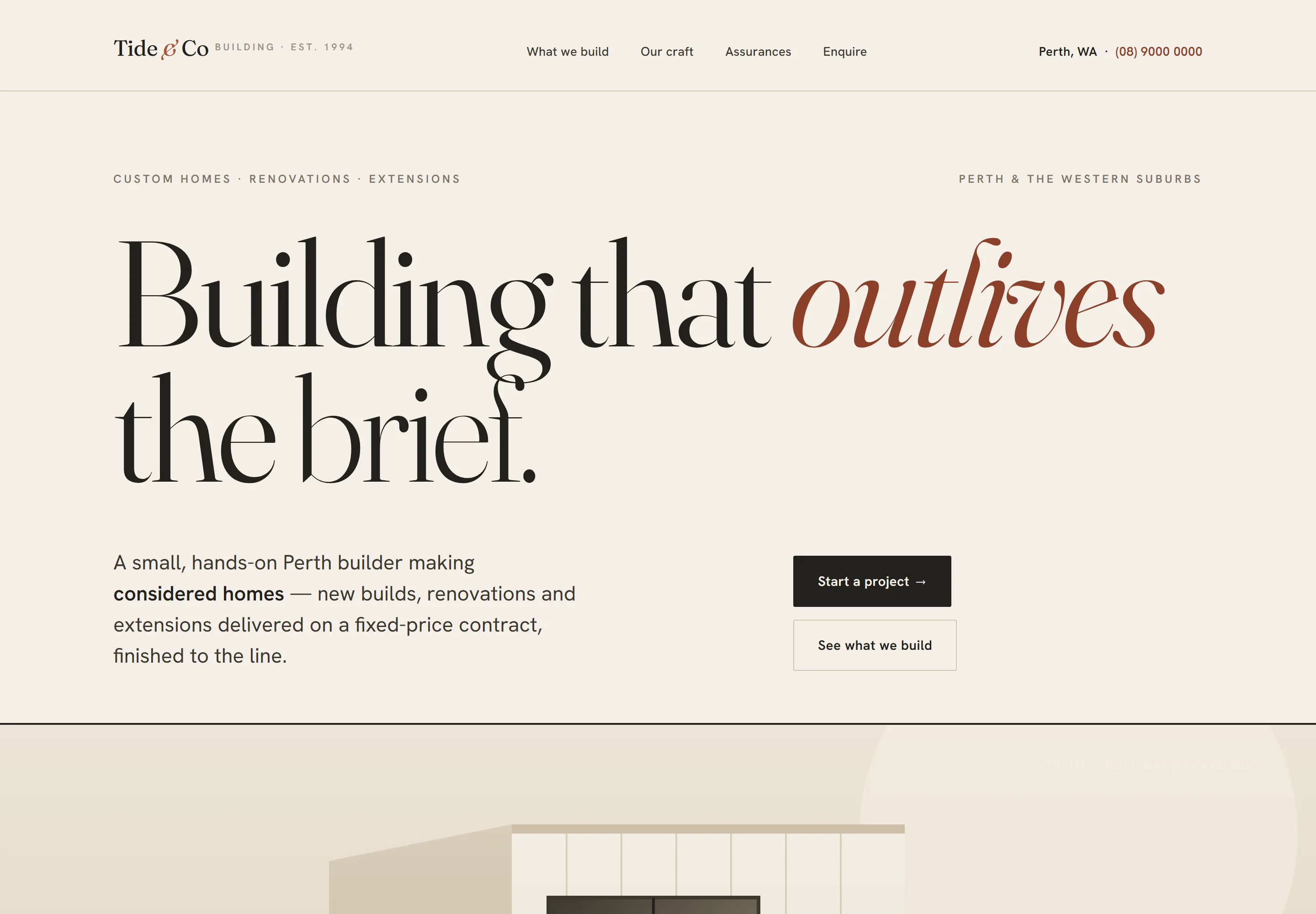 Example website mockup for a Perth building company